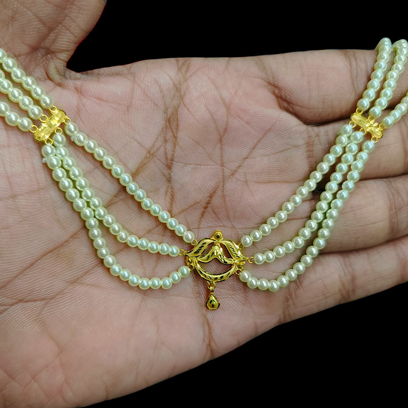 GOLD MOTI HAR- (IPP13J)-(WGT: 0.870 GM APPROX) BIS CERTIFIED HUID HALLMARK 375 9KT GOLD MOTI NECKLACE 1 PIECE  WITH ADJUSTABLE TASSEL FOR GIFT IN MARRIAGE.