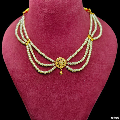 GOLD MOTI HAR- (QZYVGQ)-(WGT: 0.930 GM APPROX) BIS CERTIFIED HUID HALLMARK 375 9KT GOLD MOTI NECKLACE 1 PIECE  WITH ADJUSTABLE TASSEL FOR GIFT IN MARRIAGE.