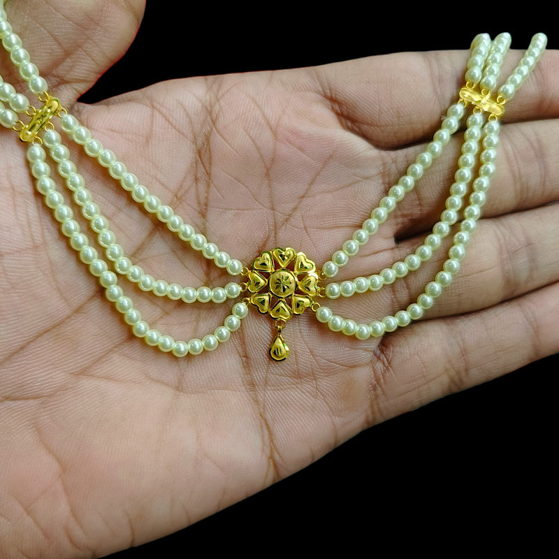 GOLD MOTI HAR- (QZYVGQ)-(WGT: 0.930 GM APPROX) BIS CERTIFIED HUID HALLMARK 375 9KT GOLD MOTI NECKLACE 1 PIECE  WITH ADJUSTABLE TASSEL FOR GIFT IN MARRIAGE.