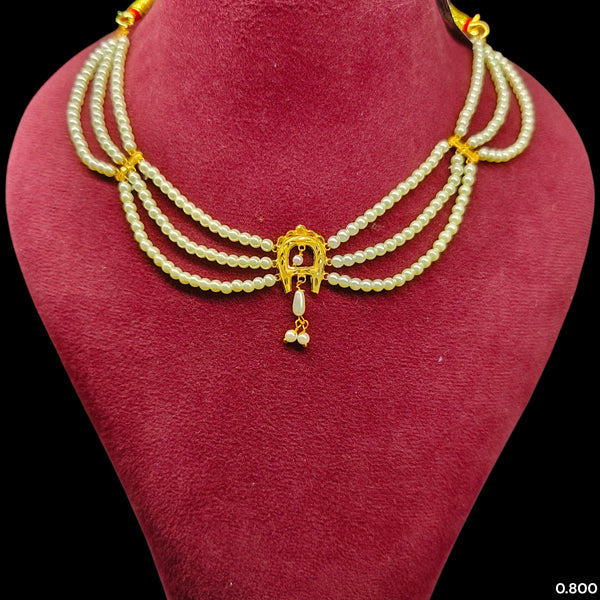 GOLD MOTI HAR- (7KN6LU)-(WGT: 0.800 GM APPROX) BIS CERTIFIED HUID HALLMARK 375 9KT GOLD MOTI NECKLACE 1 PIECE  WITH ADJUSTABLE TASSEL FOR GIFT IN MARRIAGE.