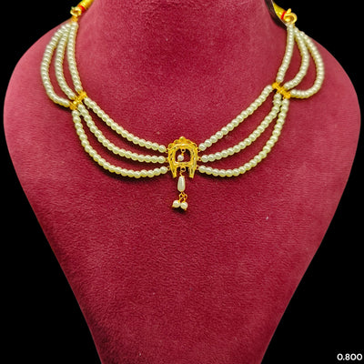 GOLD MOTI HAR- (7KN6LU)-(WGT: 0.800 GM APPROX) BIS CERTIFIED HUID HALLMARK 375 9KT GOLD MOTI NECKLACE 1 PIECE  WITH ADJUSTABLE TASSEL FOR GIFT IN MARRIAGE.