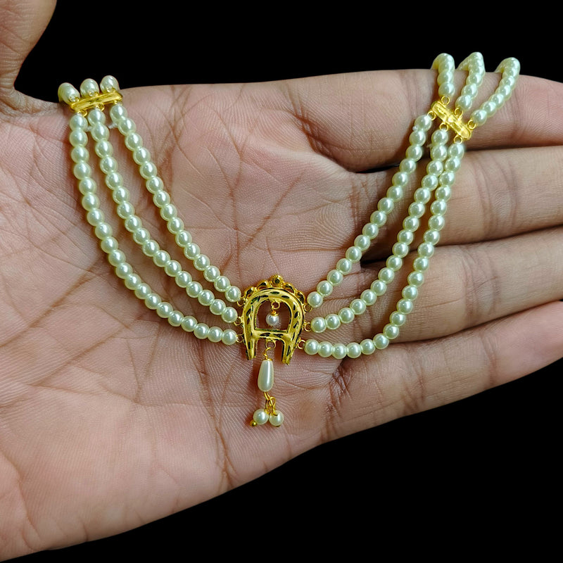 GOLD MOTI HAR- (7KN6LU)-(WGT: 0.800 GM APPROX) BIS CERTIFIED HUID HALLMARK 375 9KT GOLD MOTI NECKLACE 1 PIECE  WITH ADJUSTABLE TASSEL FOR GIFT IN MARRIAGE.