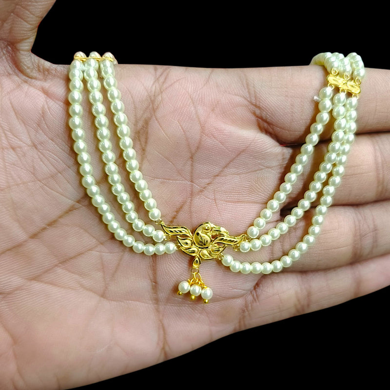 GOLD MOTI HAR- (LXYRFN)-(WGT: 0.900 GM APPROX) BIS CERTIFIED HUID HALLMARK 375 9KT GOLD MOTI NECKLACE 1 PIECE  WITH ADJUSTABLE TASSEL FOR GIFT IN MARRIAGE.