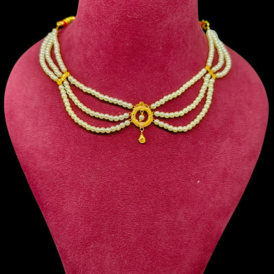 GOLD MOTI HAR- (L2Y1DC)-(WGT: 0.780 GM APPROX) BIS CERTIFIED HUID HALLMARK 375 9KT GOLD MOTI NECKLACE 1 PIECE  WITH ADJUSTABLE TASSEL FOR GIFT IN MARRIAGE.