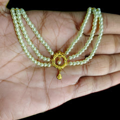 GOLD MOTI HAR- (L2Y1DC)-(WGT: 0.780 GM APPROX) BIS CERTIFIED HUID HALLMARK 375 9KT GOLD MOTI NECKLACE 1 PIECE  WITH ADJUSTABLE TASSEL FOR GIFT IN MARRIAGE.