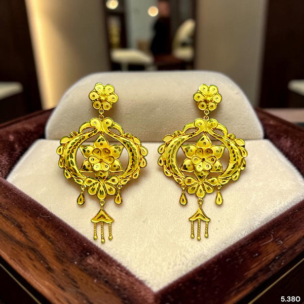 GOLD EARRINGS- (8BSGPL)-(P7YI58) (WGT: 5.380 GM APPROX) BIS CERTIFIED HUID HALLMARK 9KT GOLD EARRINGS 1 PAIR FOR WOMEN (BEST FOR GIFT IN MARRIAGE).