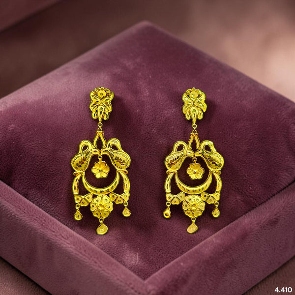 GOLD EARRINGS- (DKDNII)-(92T6H2) (WGT: 4.410 GM APPROX) BIS CERTIFIED HUID HALLMARK 9KT GOLD EARRINGS 1 PAIR FOR WOMEN (BEST FOR GIFT IN MARRIAGE).