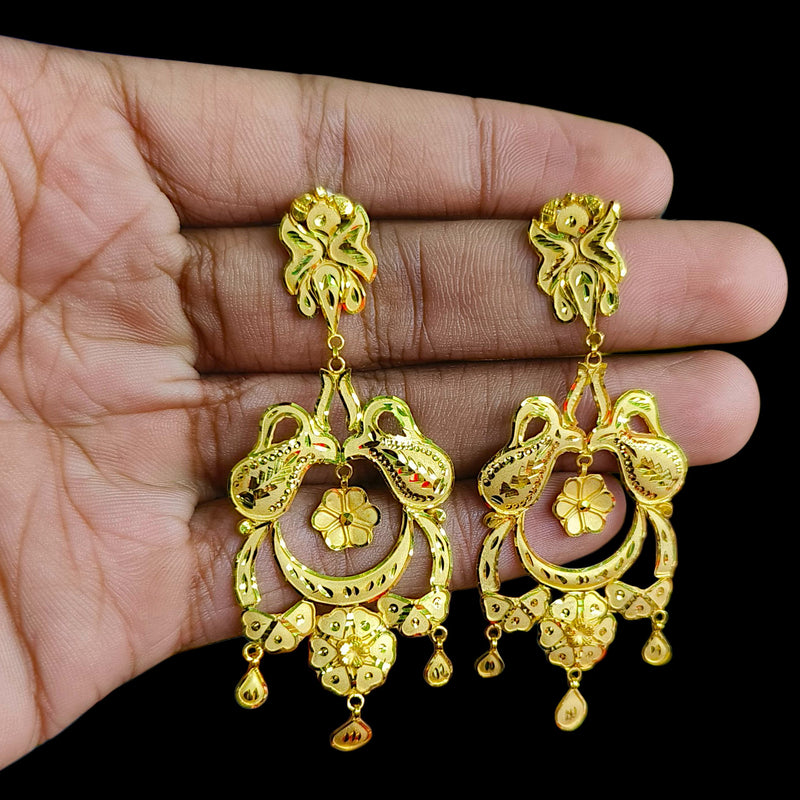 GOLD EARRINGS- (DKDNII)-(92T6H2) (WGT: 4.410 GM APPROX) BIS CERTIFIED HUID HALLMARK 9KT GOLD EARRINGS 1 PAIR FOR WOMEN (BEST FOR GIFT IN MARRIAGE).