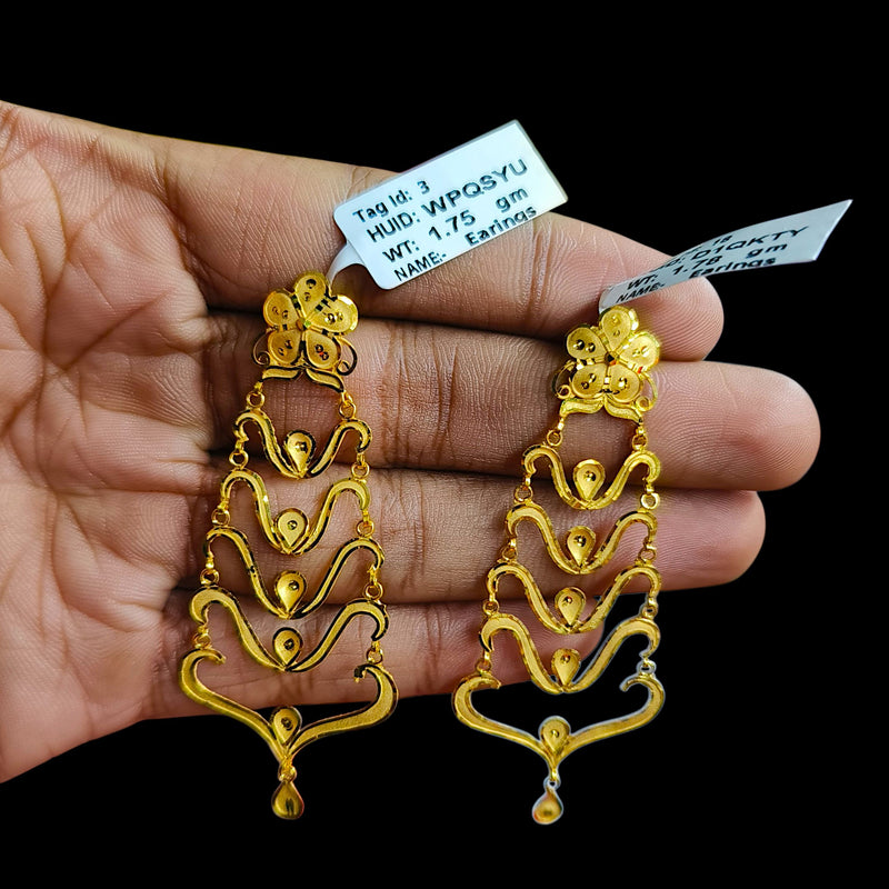 GOLD EARRINGS- (WPQSYU)-(D1QKTY) (WGT: 3.530 GM APPROX) BIS CERTIFIED HUID HALLMARK 9KT GOLD EARRINGS 1 PAIR FOR WOMEN (BEST FOR GIFT IN MARRIAGE).
