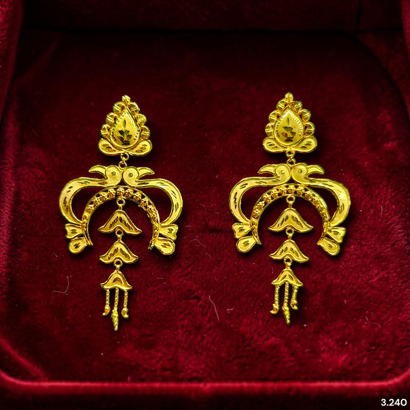 GOLD EARRINGS- (U1T671)-(9UYFW9) (WGT: 3.240 GM APPROX) BIS CERTIFIED HUID HALLMARK 9KT GOLD EARRINGS 1 PAIR FOR WOMEN (BEST FOR GIFT IN MARRIAGE).