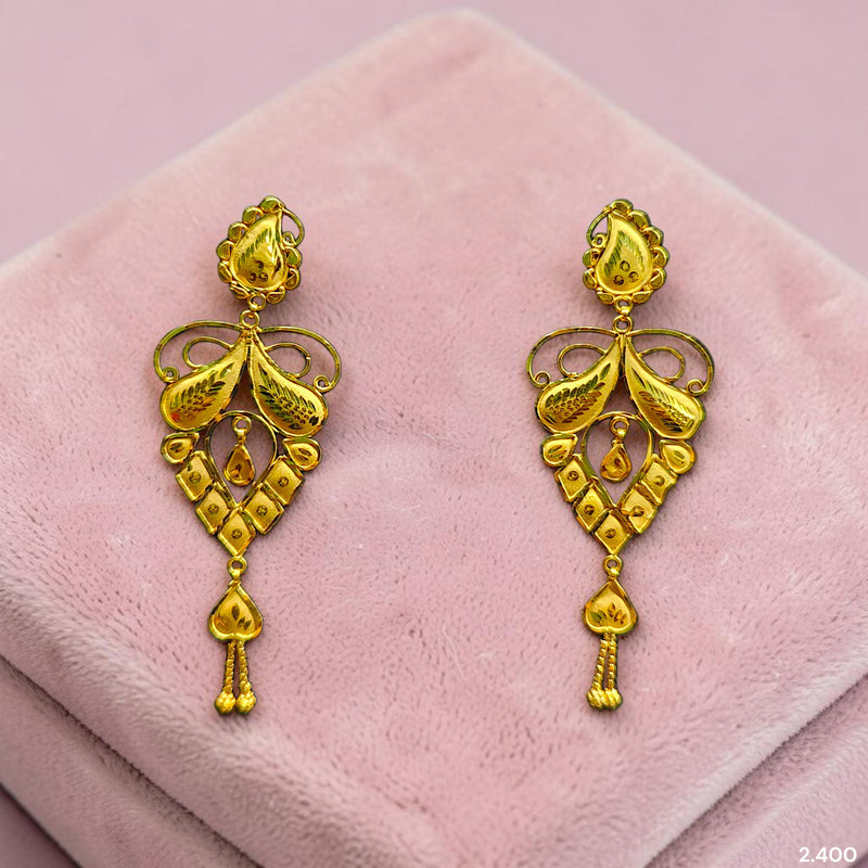 GOLD EARRINGS- (B1X61A)-(9E6G3L) (WGT: 2.400 GM APPROX) BIS CERTIFIED HUID HALLMARK 9KT GOLD EARRINGS 1 PAIR FOR WOMEN (BEST FOR GIFT IN MARRIAGE).