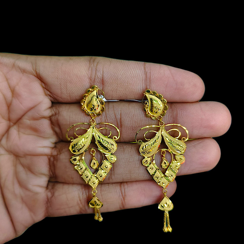 GOLD EARRINGS- (B1X61A)-(9E6G3L) (WGT: 2.400 GM APPROX) BIS CERTIFIED HUID HALLMARK 9KT GOLD EARRINGS 1 PAIR FOR WOMEN (BEST FOR GIFT IN MARRIAGE).
