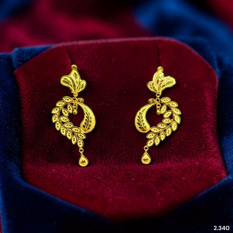 GOLD EARRINGS- (4GL1P4)-(3BF5ZI) (WGT: 2.340 GM APPROX) BIS CERTIFIED HUID HALLMARK 9KT GOLD EARRINGS 1 PAIR FOR WOMEN (BEST FOR GIFT IN MARRIAGE).