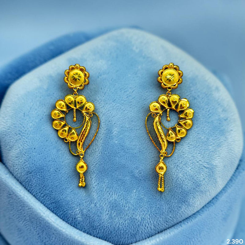 GOLD EARRINGS- (QEZ2G6)-(D87SNL) (WGT: 2.390 GM APPROX) BIS CERTIFIED HUID HALLMARK 9KT GOLD EARRINGS 1 PAIR FOR WOMEN (BEST FOR GIFT IN MARRIAGE).