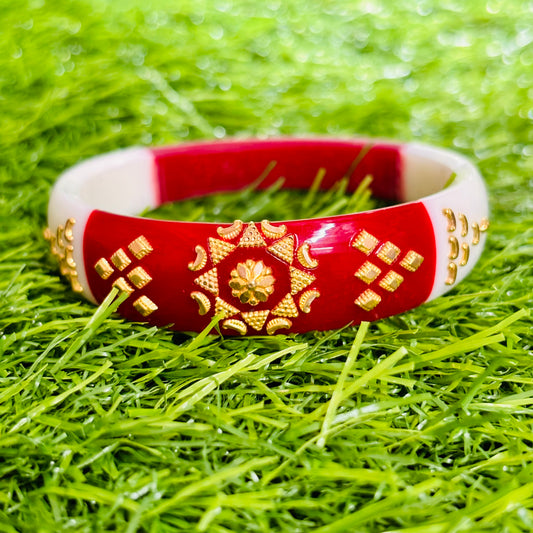 RAJLAXMI (MTO) VERDY DESIGN DUAL COLOUR KDM GOLD BRACELET POLA 1 PIECE FOR MARRIED WOMEN (REGULAR USE) APPROX WGT: 0.500 GM SOLD ON MRP BY MAHALAXMI.