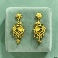 GOLD EARRINGS- (ERVVD1)-(66S2ZM) (WGT: 4.090 GM APPROX) BIS CERTIFIED HUID HALLMARK 9KT GOLD EARRINGS 1 PAIR FOR WOMEN (BEST FOR GIFT IN MARRIAGE).