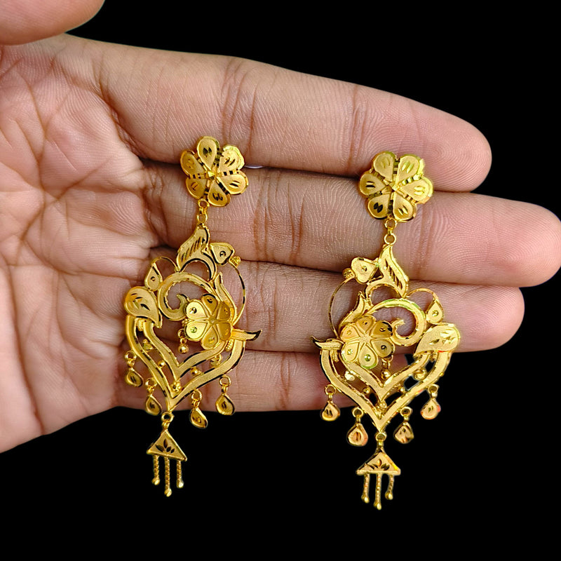 GOLD EARRINGS- (ERVVD1)-(66S2ZM) (WGT: 4.090 GM APPROX) BIS CERTIFIED HUID HALLMARK 9KT GOLD EARRINGS 1 PAIR FOR WOMEN (BEST FOR GIFT IN MARRIAGE).