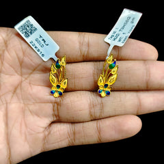GOLD TOPS- (T9H56Q)-(1AR2UI) (WGT: 2.020 GM APPROX) BIS CERTIFIED HUID HALLMARK 916 22KT GOLD SAFETIPIN EARRINGS 1 PAIR FOR WOMEN.