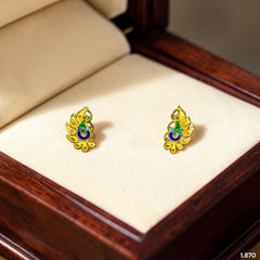 GOLD TOPS- (XE19HR)-(P3ASTF) (WGT: 1.870 GM APPROX) BIS CERTIFIED HUID HALLMARK 916 22KT GOLD SAFETIPIN EARRINGS 1 PAIR FOR WOMEN.