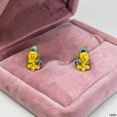 GOLD TOPS- (F9Q44Y)-(PS9MD5) (WGT: 1.820 GM APPROX) BIS CERTIFIED HUID HALLMARK 916 22KT GOLD SAFETIPIN EARRINGS 1 PAIR FOR WOMEN.