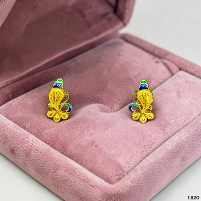 GOLD TOPS- (F9Q44Y)-(PS9MD5) (WGT: 1.820 GM APPROX) BIS CERTIFIED HUID HALLMARK 916 22KT GOLD SAFETIPIN EARRINGS 1 PAIR FOR WOMEN.