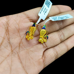 GOLD TOPS- (F9Q44Y)-(PS9MD5) (WGT: 1.820 GM APPROX) BIS CERTIFIED HUID HALLMARK 916 22KT GOLD SAFETIPIN EARRINGS 1 PAIR FOR WOMEN.