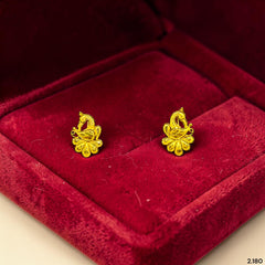 GOLD TOPS- (4MMKSE)-(FLKWDS) (WGT: 2.180 GM APPROX) BIS CERTIFIED HUID HALLMARK 916 22KT GOLD SAFETIPIN EARRINGS 1 PAIR FOR WOMEN.
