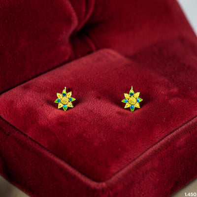 GOLD TOPS- (C82BMM)-(DQIGBS) (WGT: 1.450 GM APPROX) BIS CERTIFIED HUID HALLMARK 916 22KT GOLD SAFETIPIN EARRINGS 1 PAIR FOR WOMEN.