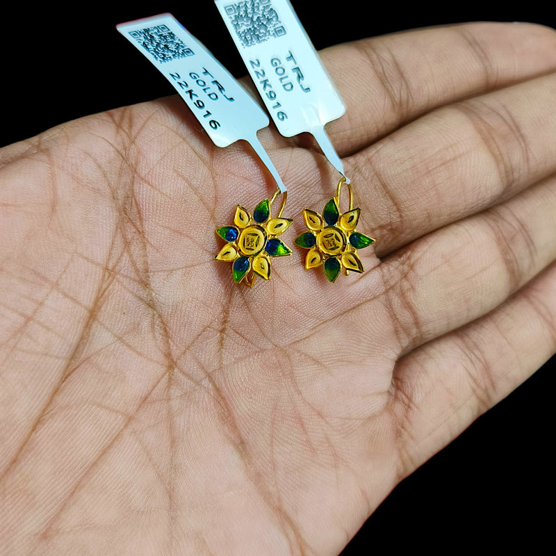GOLD TOPS- (C82BMM)-(DQIGBS) (WGT: 1.450 GM APPROX) BIS CERTIFIED HUID HALLMARK 916 22KT GOLD SAFETIPIN EARRINGS 1 PAIR FOR WOMEN.
