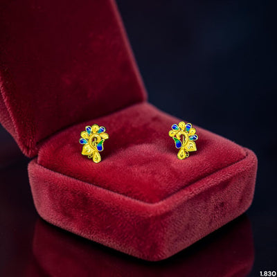 GOLD TOPS- (IAK1LG)-(VVWRQL) (WGT: 1.830 GM APPROX) BIS CERTIFIED HUID HALLMARK 916 22KT GOLD SAFETIPIN EARRINGS 1 PAIR FOR WOMEN.