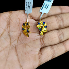 GOLD TOPS- (IAK1LG)-(VVWRQL) (WGT: 1.830 GM APPROX) BIS CERTIFIED HUID HALLMARK 916 22KT GOLD SAFETIPIN EARRINGS 1 PAIR FOR WOMEN.