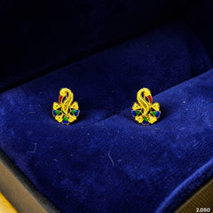 GOLD TOPS- (FM5GTX)-(J8386F) (WGT: 2.050 GM APPROX) BIS CERTIFIED HUID HALLMARK 916 22KT GOLD SAFETIPIN EARRINGS 1 PAIR FOR WOMEN.