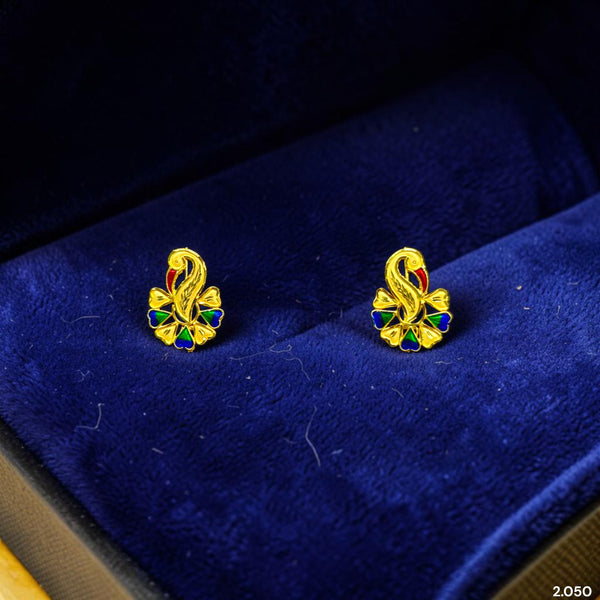 GOLD TOPS- (FM5GTX)-(J8386F) (WGT: 2.050 GM APPROX) BIS CERTIFIED HUID HALLMARK 916 22KT GOLD SAFETIPIN EARRINGS 1 PAIR FOR WOMEN.
