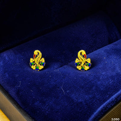 GOLD TOPS- (FM5GTX)-(J8386F) (WGT: 2.050 GM APPROX) BIS CERTIFIED HUID HALLMARK 916 22KT GOLD SAFETIPIN EARRINGS 1 PAIR FOR WOMEN.