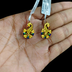 GOLD TOPS- (FM5GTX)-(J8386F) (WGT: 2.050 GM APPROX) BIS CERTIFIED HUID HALLMARK 916 22KT GOLD SAFETIPIN EARRINGS 1 PAIR FOR WOMEN.