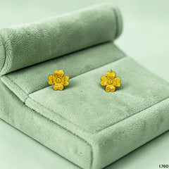 GOLD TOPS- (CPDS3P)-(RCSBIX) (WGT: 1.760 GM APPROX) BIS CERTIFIED HUID HALLMARK 916 22KT GOLD SAFETIPIN EARRINGS 1 PAIR FOR WOMEN.
