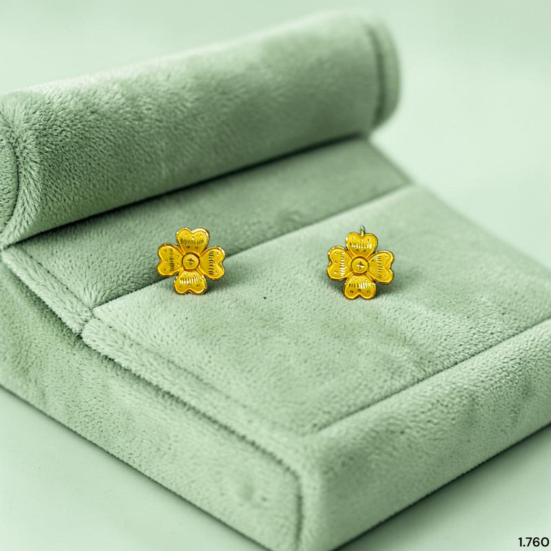GOLD TOPS- (CPDS3P)-(RCSBIX) (WGT: 1.760 GM APPROX) BIS CERTIFIED HUID HALLMARK 916 22KT GOLD SAFETIPIN EARRINGS 1 PAIR FOR WOMEN.