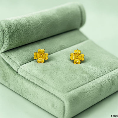 GOLD TOPS- (CPDS3P)-(RCSBIX) (WGT: 1.760 GM APPROX) BIS CERTIFIED HUID HALLMARK 916 22KT GOLD SAFETIPIN EARRINGS 1 PAIR FOR WOMEN.