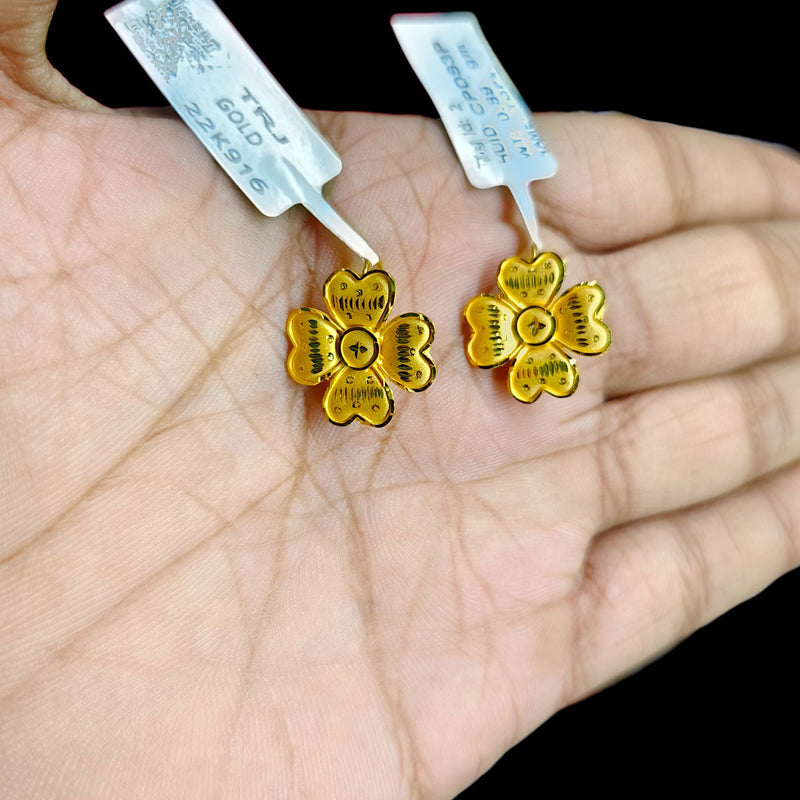GOLD TOPS- (CPDS3P)-(RCSBIX) (WGT: 1.760 GM APPROX) BIS CERTIFIED HUID HALLMARK 916 22KT GOLD SAFETIPIN EARRINGS 1 PAIR FOR WOMEN.