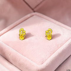 GOLD TOPS- (QWX8IC)-(XXHSYN) (WGT: 1.770 GM APPROX) BIS CERTIFIED HUID HALLMARK 916 22KT GOLD SAFETIPIN EARRINGS 1 PAIR FOR WOMEN.