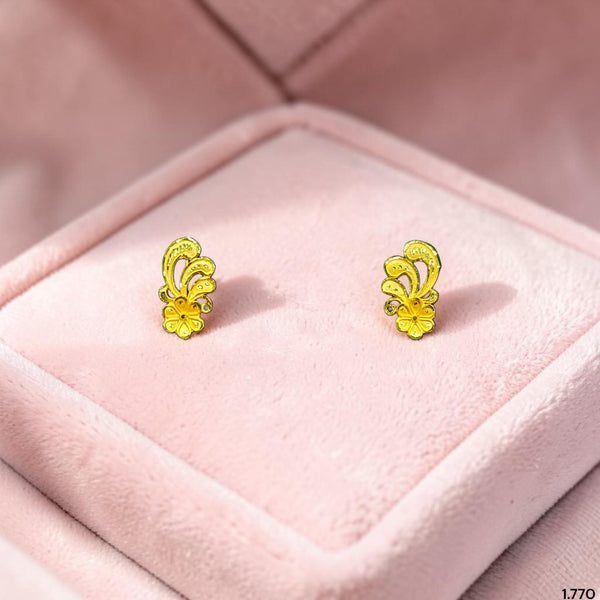 GOLD TOPS- (QWX8IC)-(XXHSYN) (WGT: 1.770 GM APPROX) BIS CERTIFIED HUID HALLMARK 916 22KT GOLD SAFETIPIN EARRINGS 1 PAIR FOR WOMEN.