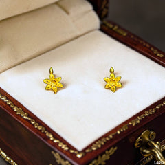 GOLD TOPS- (6W9QHC)-(PIYS6C) (WGT: 1.420 GM APPROX) BIS CERTIFIED HUID HALLMARK 916 22KT GOLD SAFETIPIN EARRINGS 1 PAIR FOR WOMEN.
