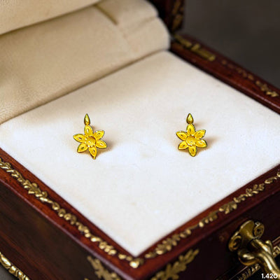 GOLD TOPS- (6W9QHC)-(PIYS6C) (WGT: 1.420 GM APPROX) BIS CERTIFIED HUID HALLMARK 916 22KT GOLD SAFETIPIN EARRINGS 1 PAIR FOR WOMEN.