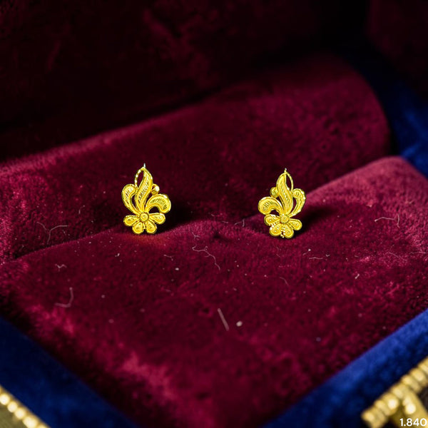 GOLD TOPS- (DL1VA9)-(SSYXY8) (WGT: 1.840 GM APPROX) BIS CERTIFIED HUID HALLMARK 916 22KT GOLD SAFETIPIN EARRINGS 1 PAIR FOR WOMEN.