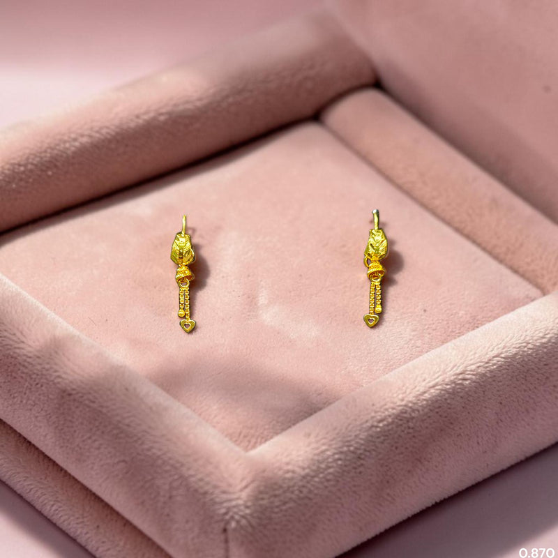 GOLD TOPS- (43HX23)-(DYMT8P) (WGT: 0.870 GM APPROX) BIS CERTIFIED HUID HALLMARK 375 9KT GOLD TOPS 1 PAIR BEST FOR MARRIAGE GIFT.