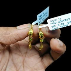 GOLD TOPS- (43HX23)-(DYMT8P) (WGT: 0.870 GM APPROX) BIS CERTIFIED HUID HALLMARK 375 9KT GOLD TOPS 1 PAIR BEST FOR MARRIAGE GIFT.