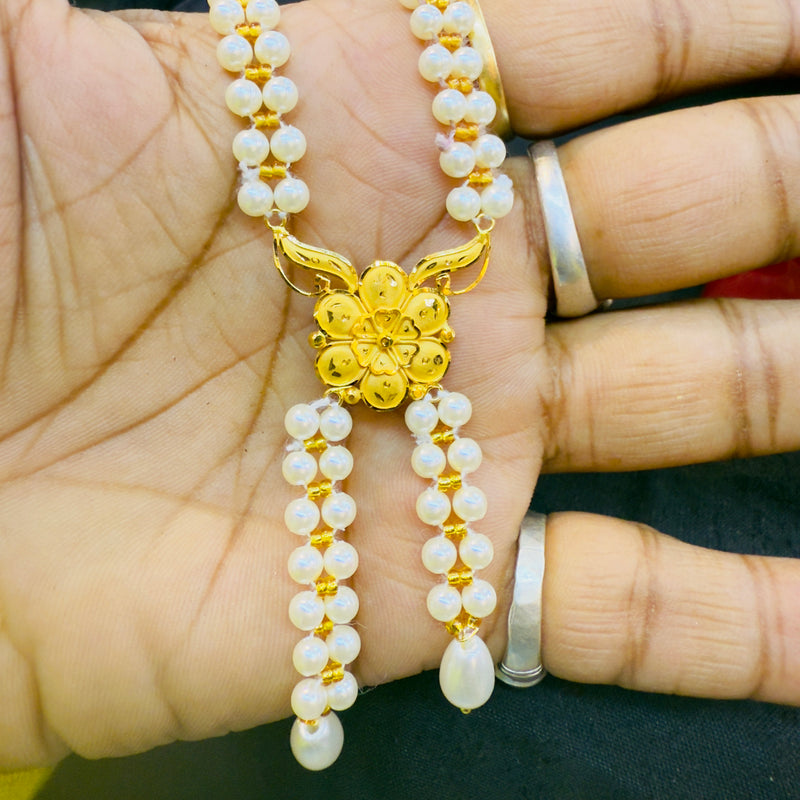 GOLD MOTI HAR- ID-K5LDJB (GMP22) BIS CERTIFIED WGT: 1.370 GM APPROX HUID HALLMARK 916 22KT GOLD MOTI TIE CHAIN 1 PIECE FOR WOMEN.