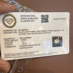 NOSEPIN- RAJLAXMI DIAMOND JEWELLERY - WGT: 0.270 GM - NATURAL DIAMOND (0.04 CENT) HUID HALLMARK 18KT DIAMOND NOSEPIN FOR WOMEN WITH CERTIFICATE OF AUTHENTICITY BY IGJI (DESIGN NO: M12082544).
