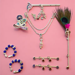 COMBO PACK LADDU GOPAL ORNAMENT SET IN 625 ORIGINAL SILVER FOR JANMASHTAMI BY RAJLAXMI (GOD ITEMS).