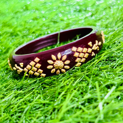 RAJLAXMI (MTO) MARIO DESIGN COFFEE COLOUR KDM GOLD BRACELET POLA 1 PIECE FOR MARRIED WOMEN (REGULAR USE) APPROX WGT: 0.400 GM SOLD ON MRP BY MAHALAXMI.